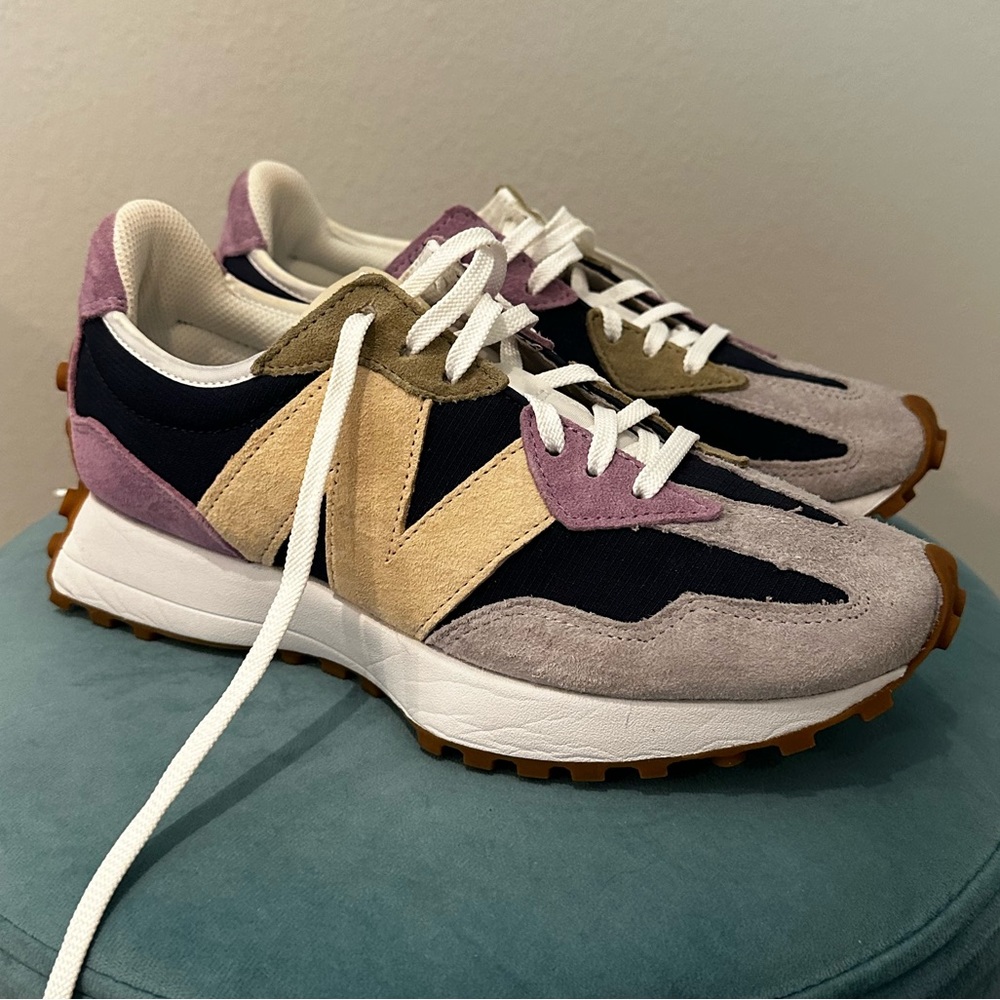 Womens New Balance 327 Athletic Shoe - Gray / Navy / Lavender